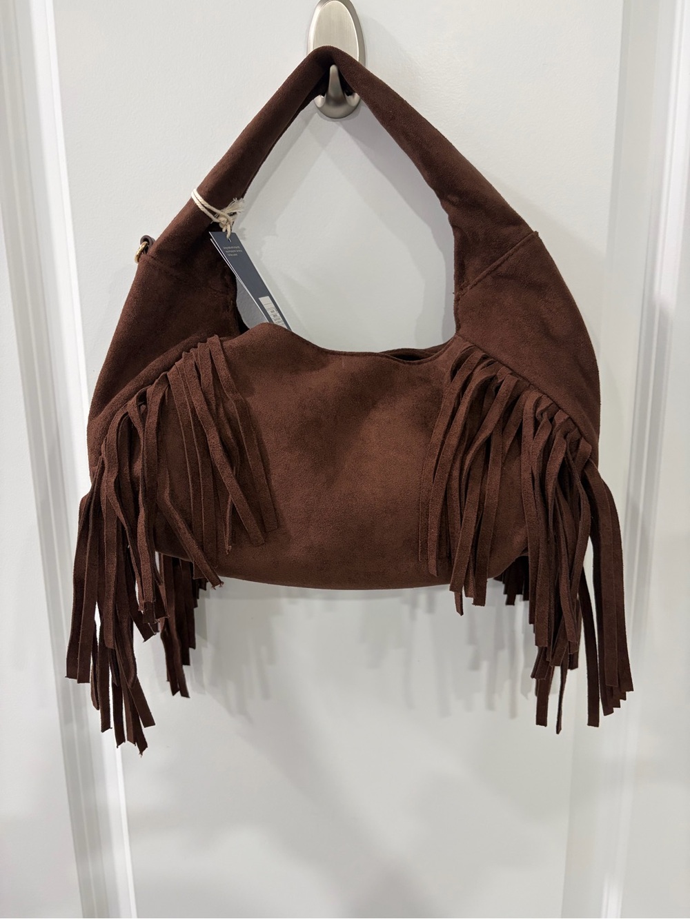 Brown Suede Fringe Shoulder Bag - Picture 2 of 4